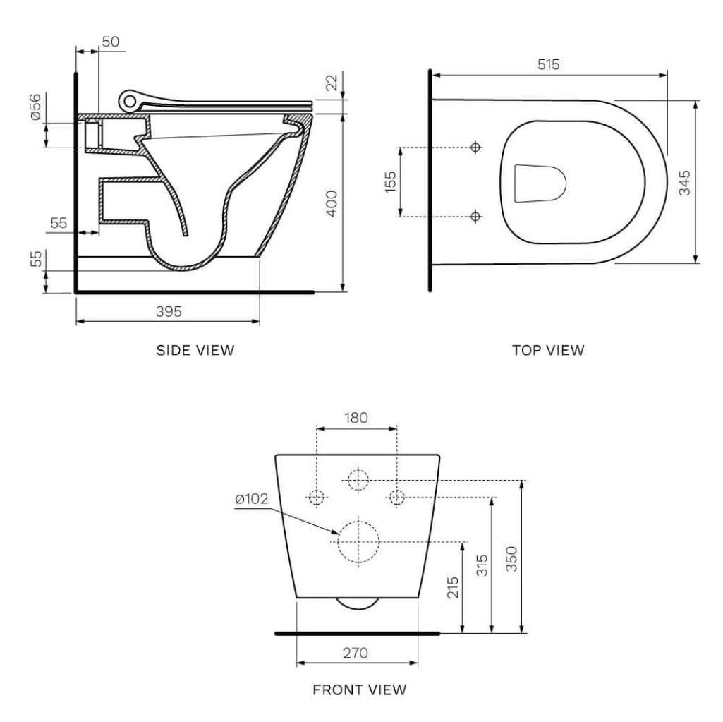 Ellisse Mk II Wall Hung Pan Rimless (including Pressalit Seat)