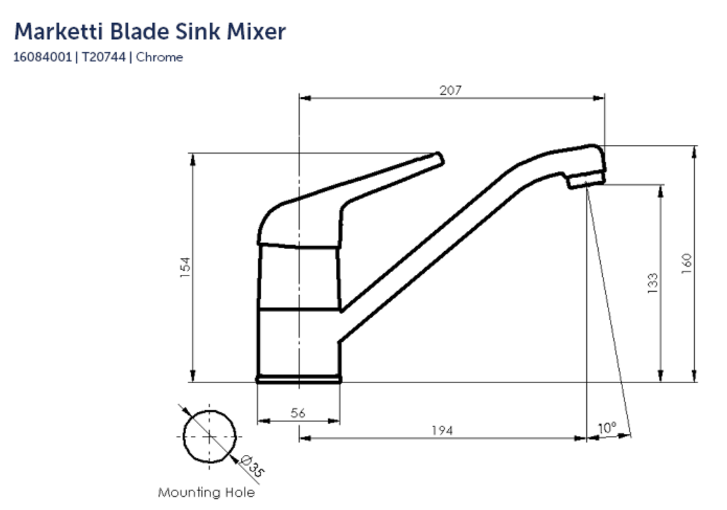 Marketti Blade Sink Mixer - Chrome
