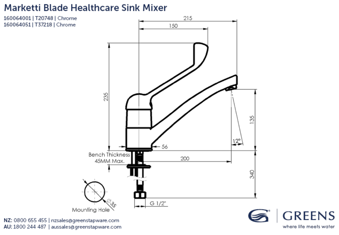 Marketti Health Care Sink Mixer - Chrome