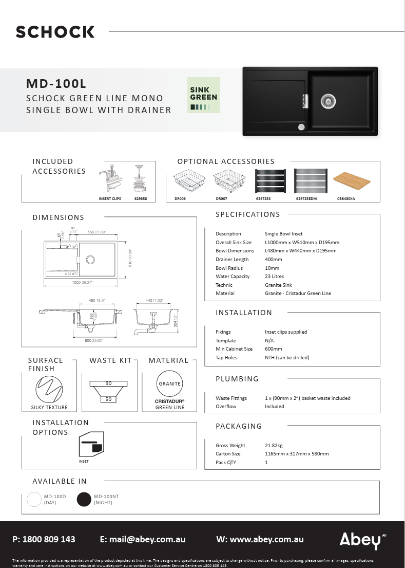 MONO SINGLE BOWL SINK - NIGHT