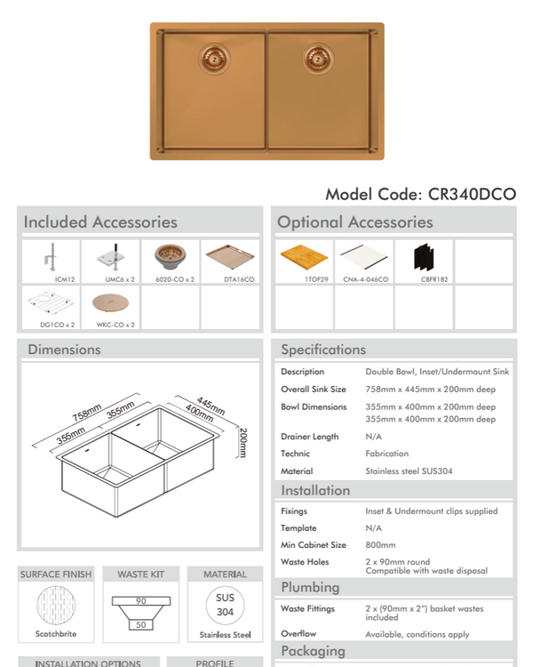 PIAZZA DBL BWL 758X445 + ACC - ARTISAN COPPER