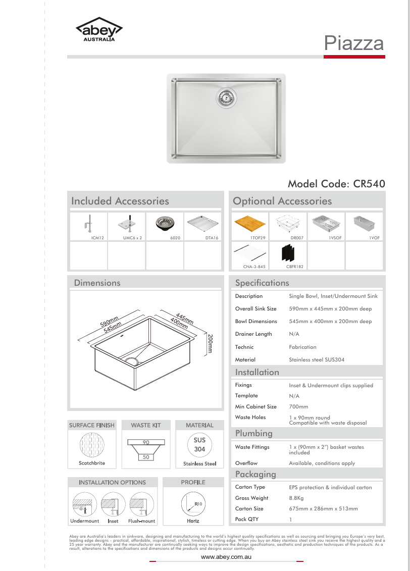 PIAZZA SGL BWL 590X445 + ACC