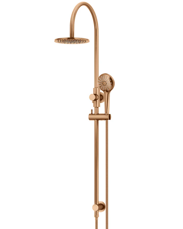 200mm Round Overhead Shower Rail, Three Function Hand Shower