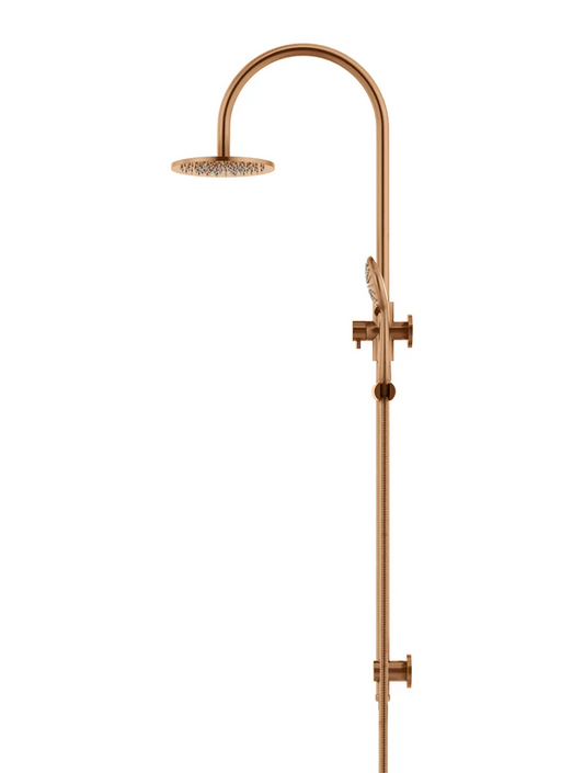 200mm Round Overhead Shower Rail, Three Function Hand Shower