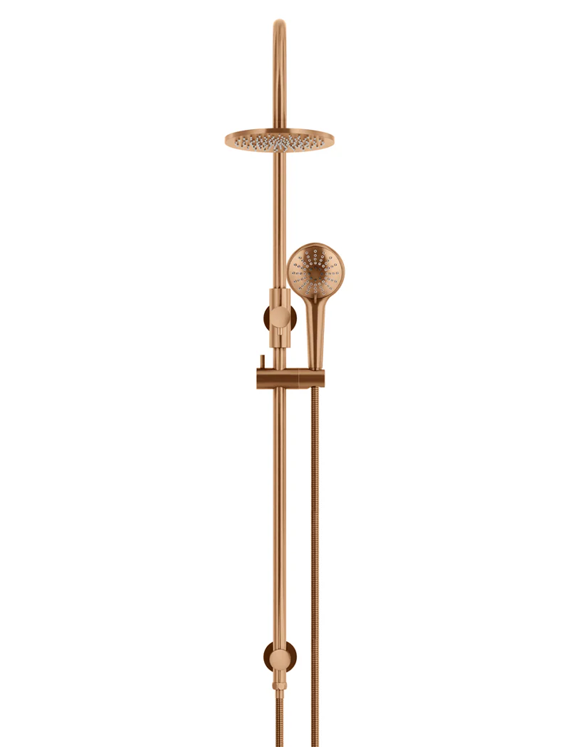 200mm Round Overhead Shower Rail, Three Function Hand Shower