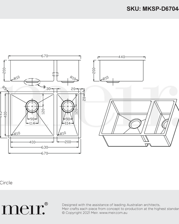 Kitchen Sink - One & Half Bowl 670 x 440