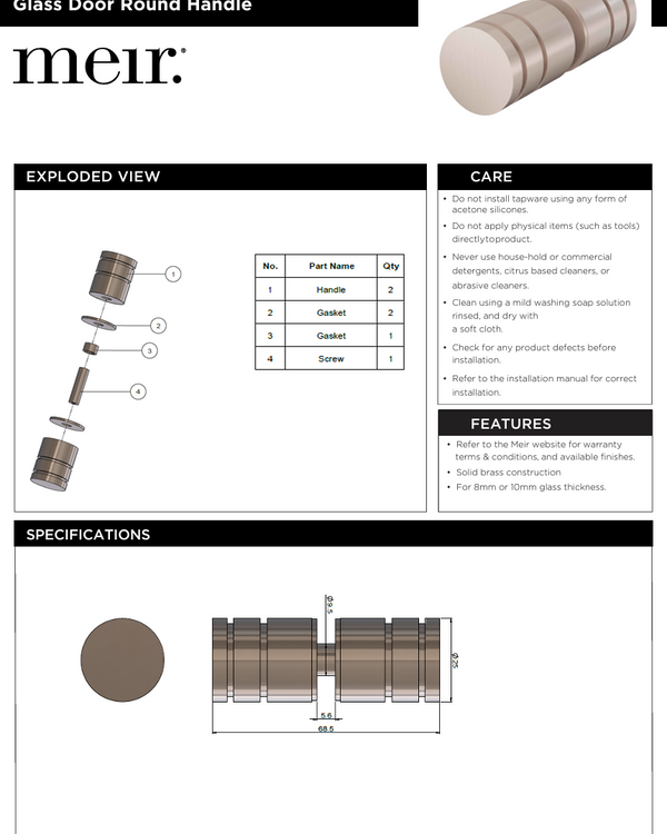 Shower Door Round Handle