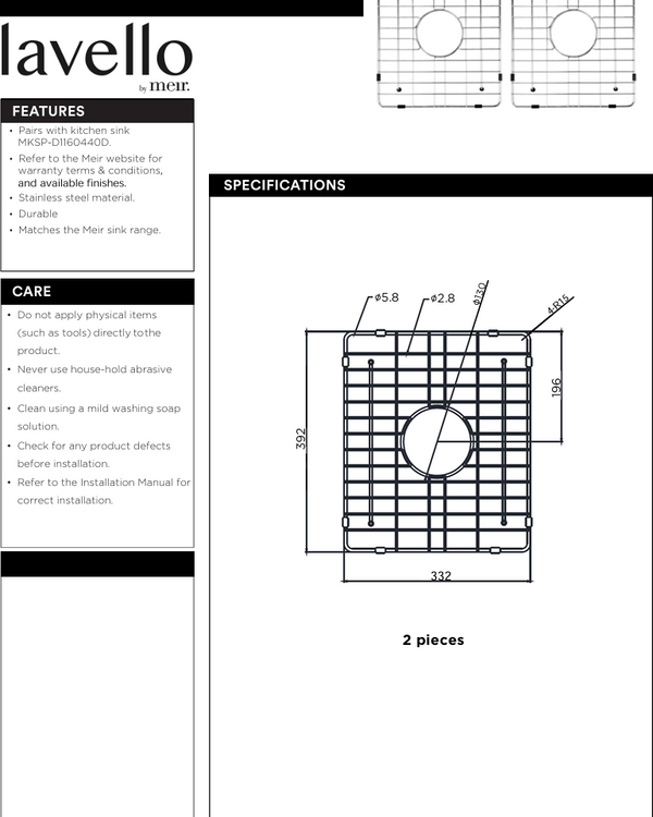 Lavello Protection Grid for MKSP-D1160440D (2pcs)
