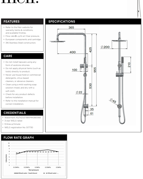 Outdoor Combination Shower Rail - SS316