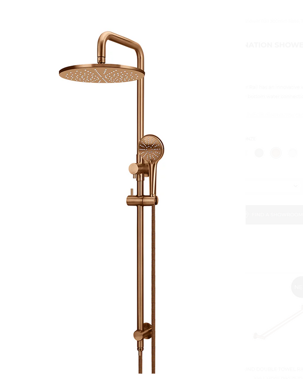 Round Combination Shower Rail 300mm Rose, Three Function Hand Shower