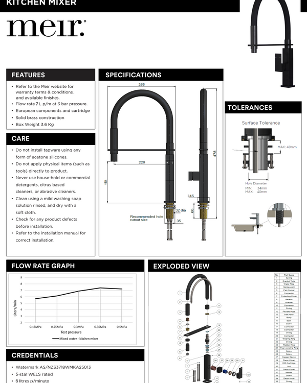 Square Flexible Kitchen Mixer Tap