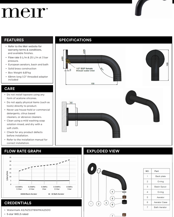 Round Curved Spout 130mm