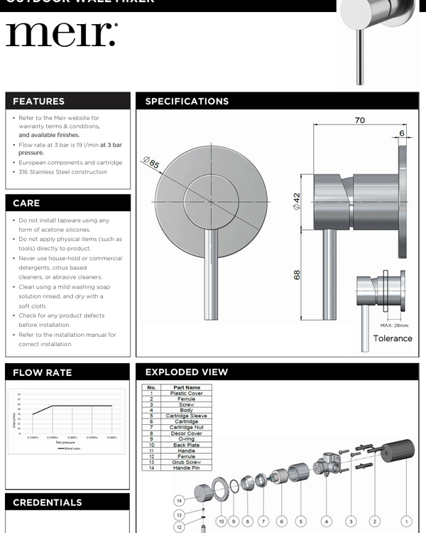 Outdoor Wall Mixer - SS316