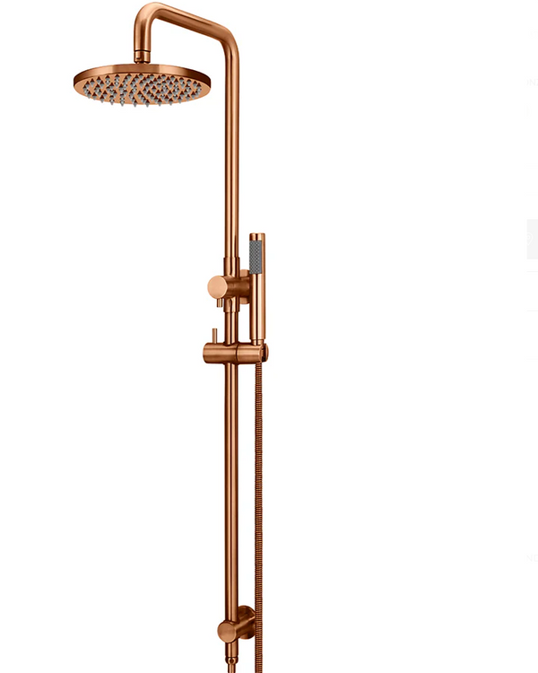 Round Combination Shower Rail 200mm Rose, Three Function Hand Shower