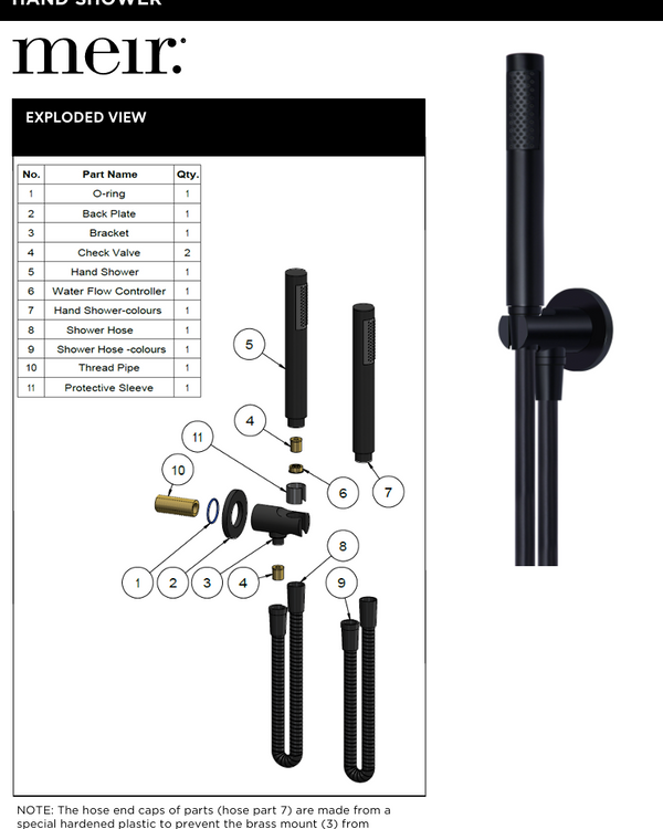 Round Hand Shower on Fixed Bracket, Single Function Hand Shower