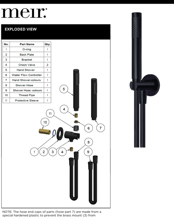 Round Hand Shower on Fixed Bracket, Three Function Hand Shower