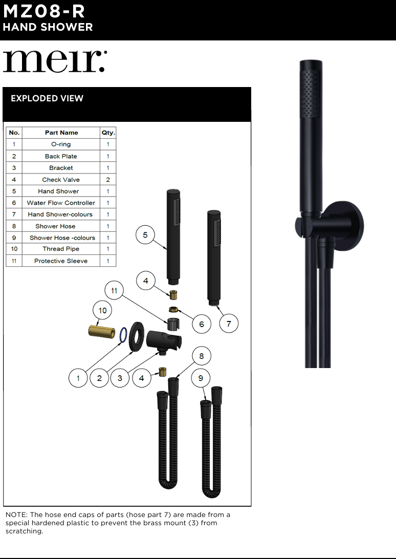 Round Hand Shower on Fixed Bracket, Three Function Hand Shower
