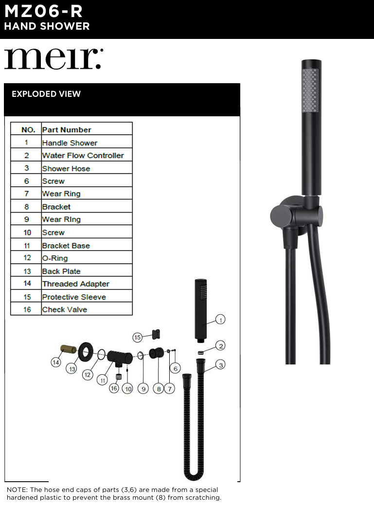 Round Hand Shower on Swivel Bracket, Single Function Hand Shower