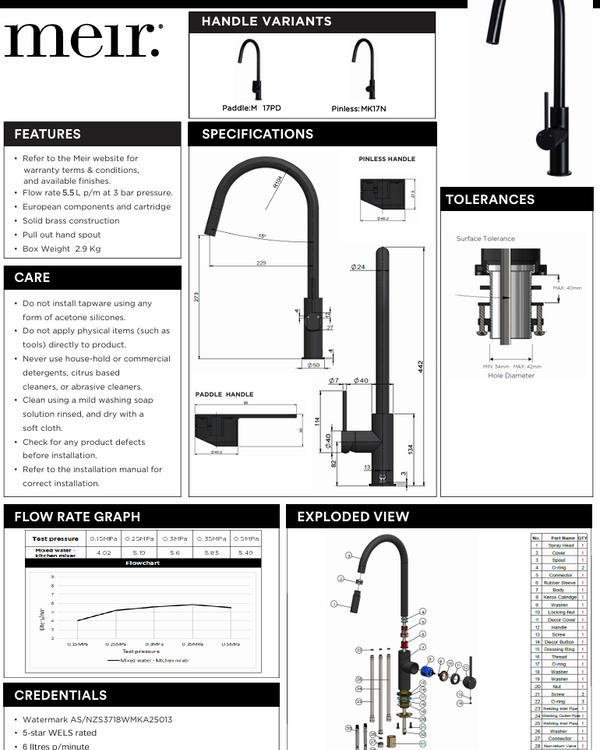 Round Piccola Pull Out Kitchen Mixer Tap