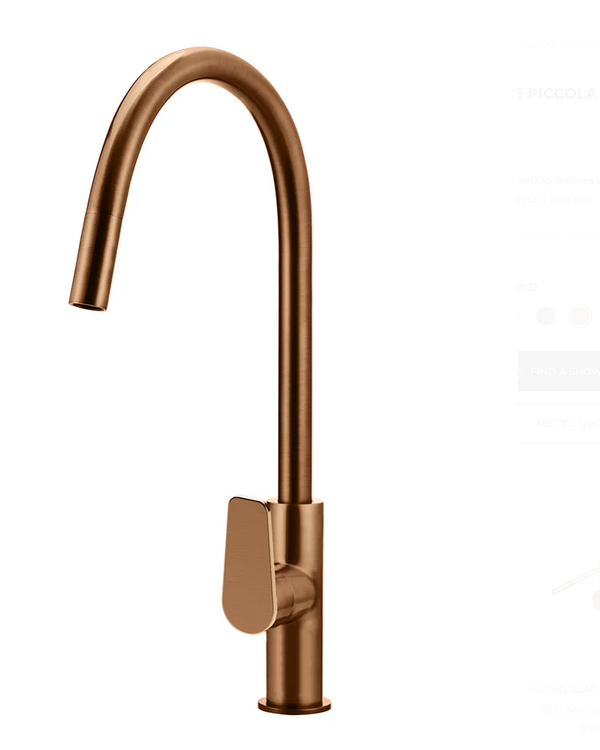 Round Piccola Pull Out Kitchen Mixer Tap - Paddle Handle