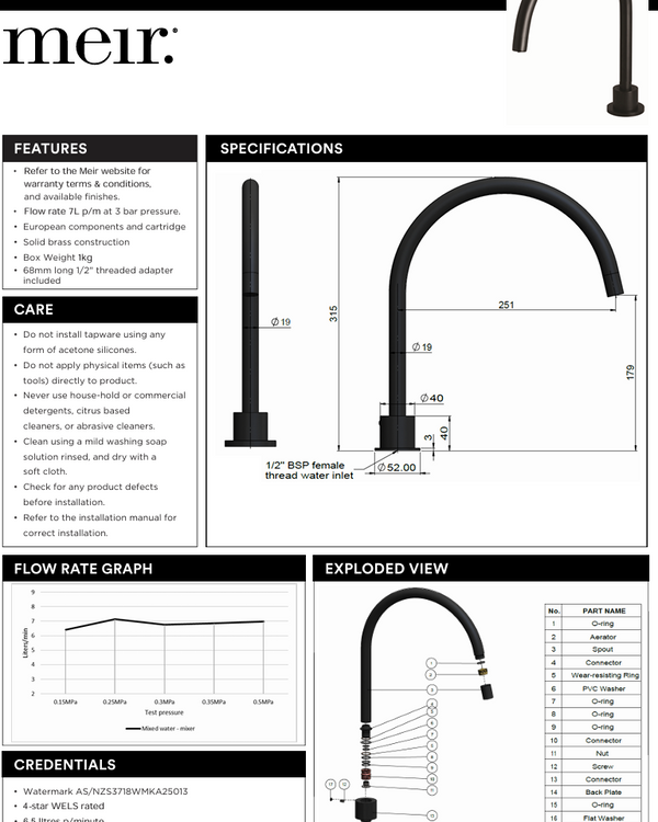Round High-Rise Swivel Hob Spout