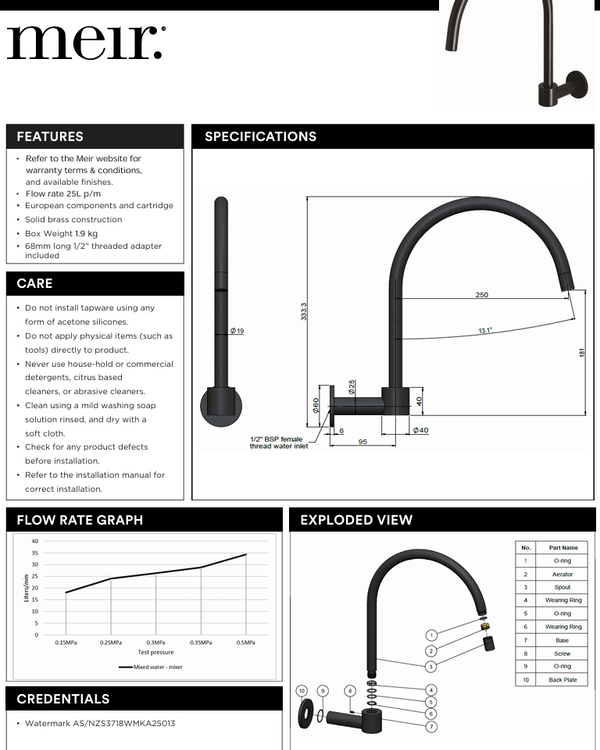Round High-Rise Swivel Wall Spout