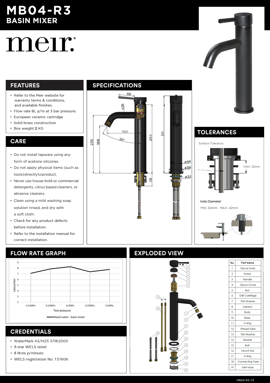 Round Tall Curved Basin Mixer