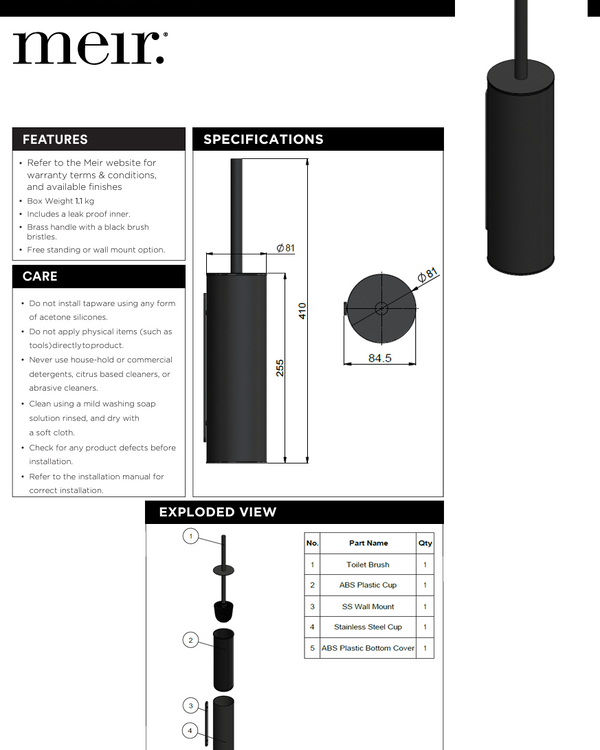 Round Toilet Brush & Holder