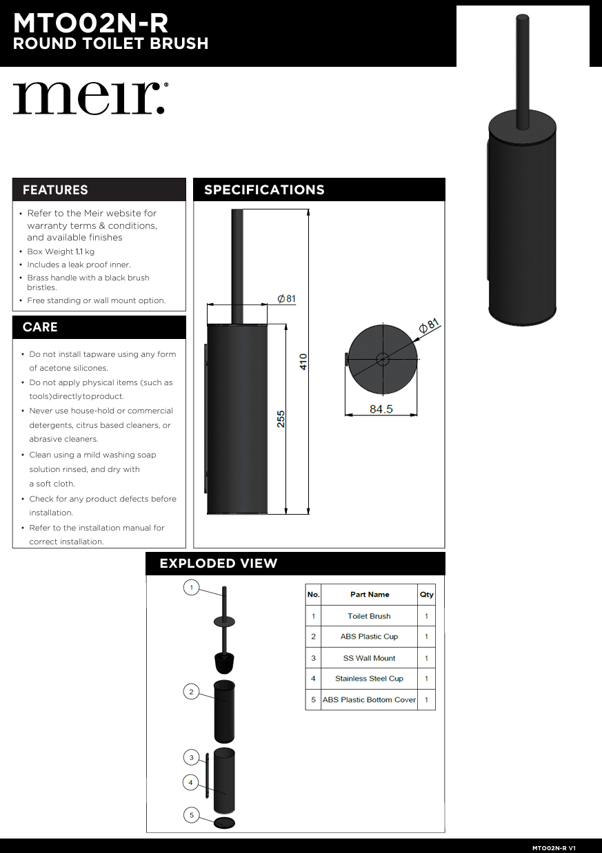 Round Toilet Brush & Holder