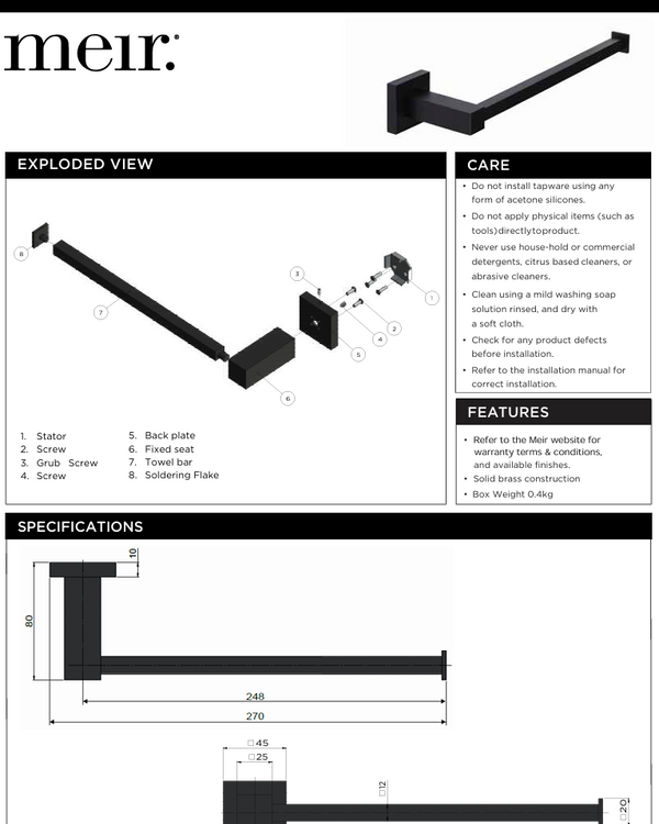 Square Guest Towel Rail