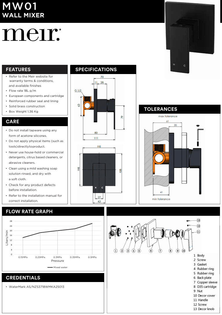 Square Wall Mixer