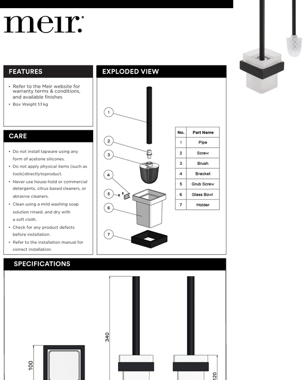 Square Toilet Brush & Holder