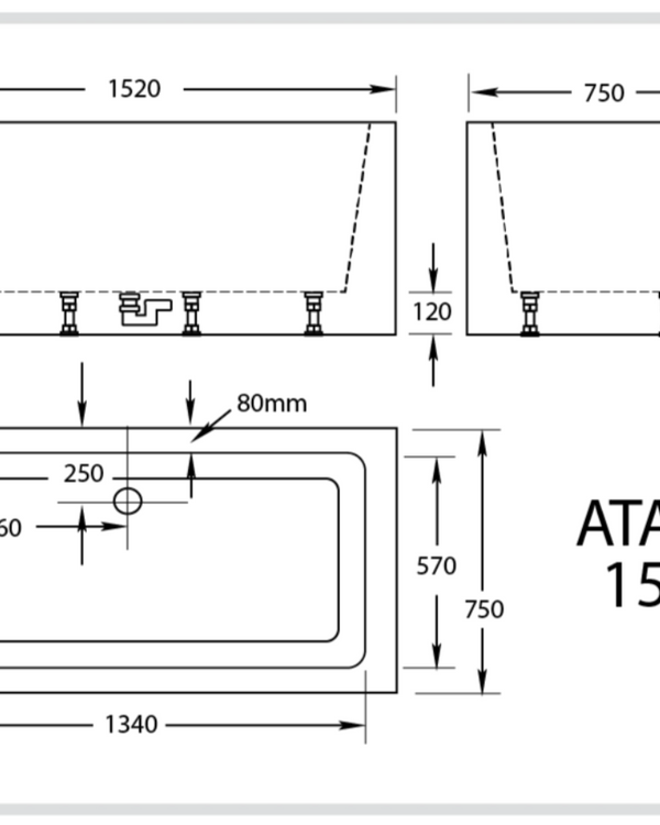 Ataud 1520mm Freestanding Spa Bath