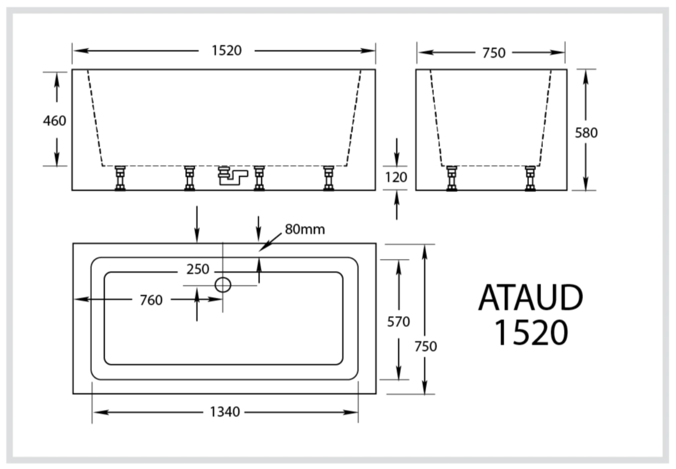 Ataud 1520mm Freestanding Spa Bath