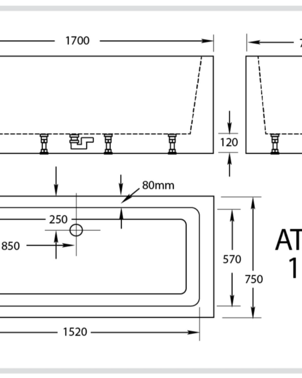 Ataud 1700mm Freestanding Spa Bath