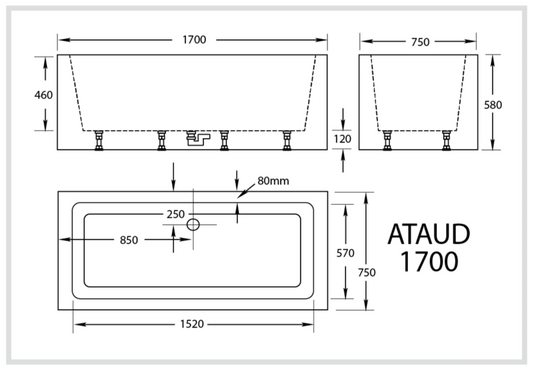 Ataud 1700mm Freestanding Spa Bath