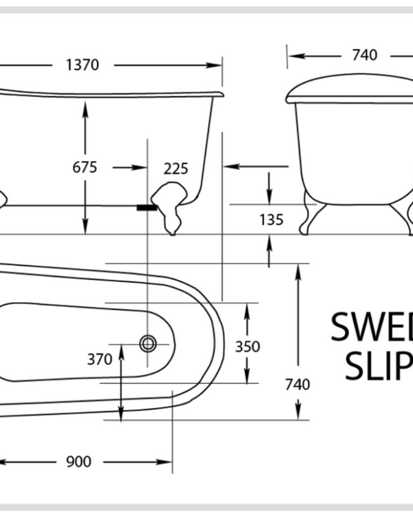 Swedish Slipper 1370mm Cast Iron 'Bigfoot' Clawfoot Baths