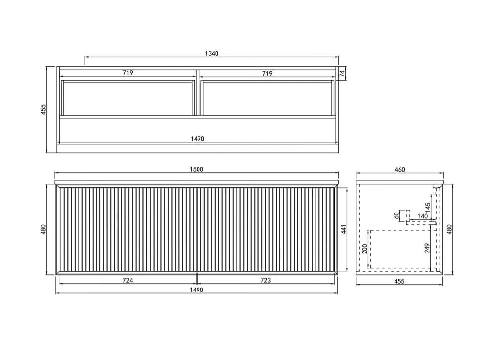 Kirribilli Matte White PVC 1500mm Wall Hung Vanity (Cabinet Only)