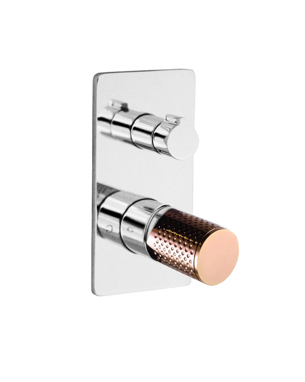 The GABE Diverter Mixer - Chrome with Rose Gold Handle