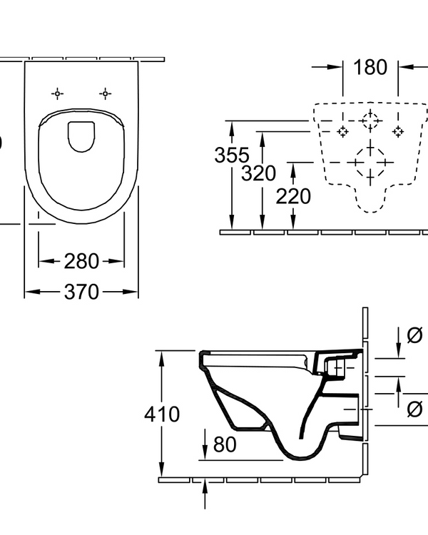 Architectura 3.0 DirectFlush Wall Hung Toilet | P Trap Slim Seat CeramicPlus
