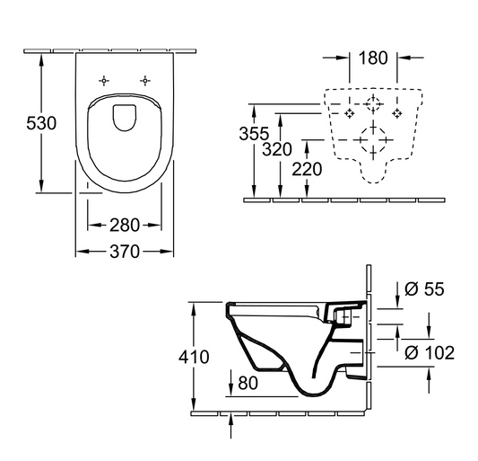Architectura 3.0 DirectFlush Wall Hung Toilet | P Trap Slim Seat CeramicPlus