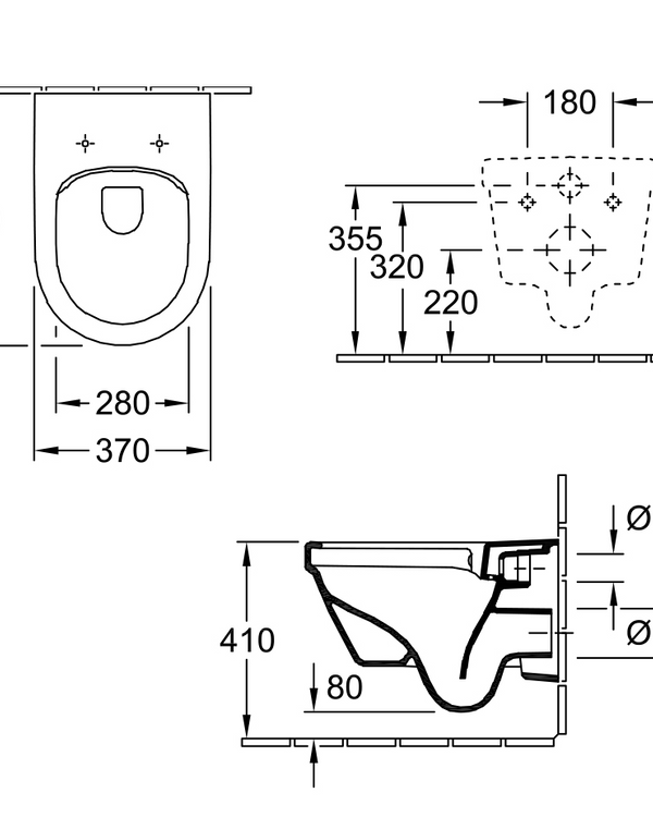 Architectura 3.0 DirectFlush Wall Hung Toilet | P Trap Slim Seat