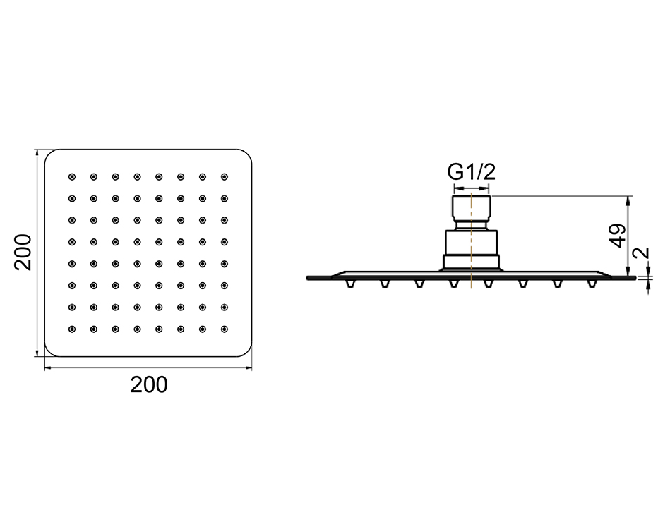 Architectura 200 Square Overhead Shower Chrome