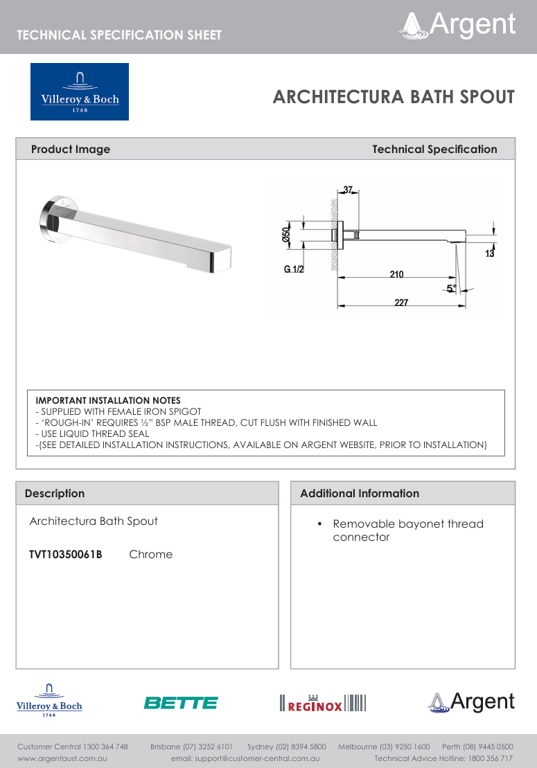 Architectura Bath Spout
