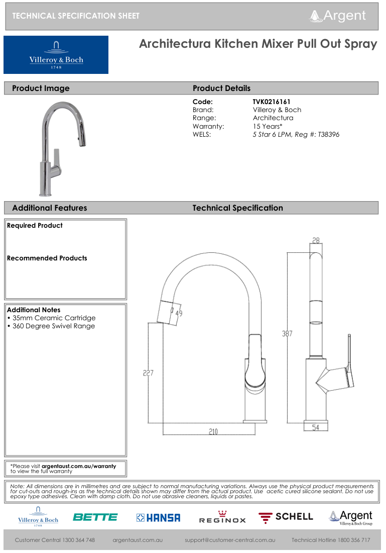 Architectura Kitchen Mixer Pull Out Spray