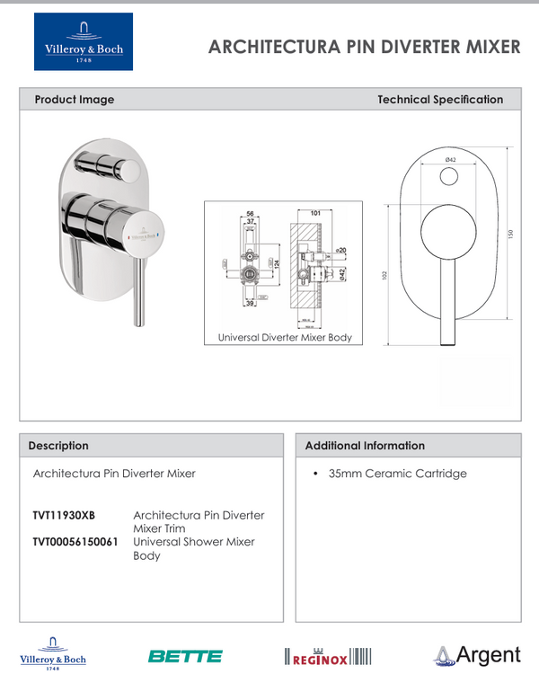 Architectura Pin Diverter Mixer Trim