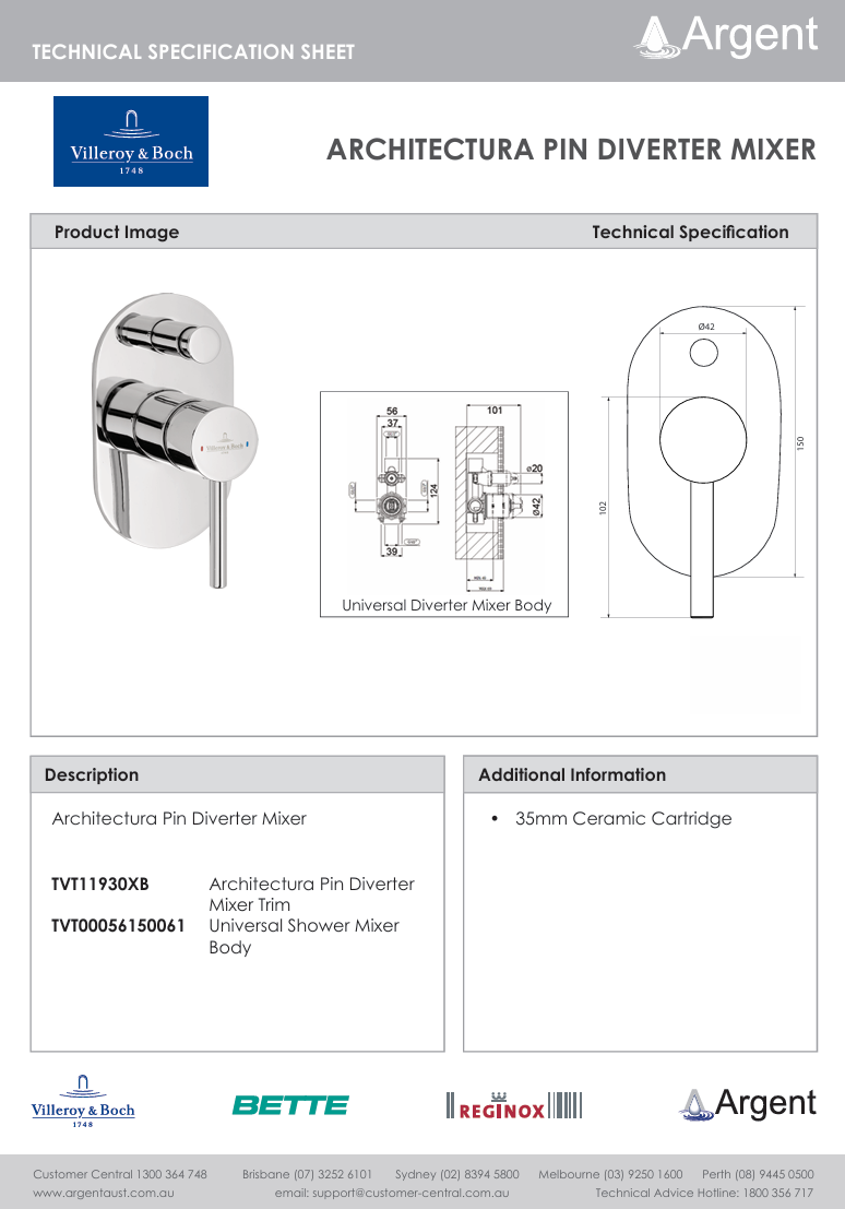 Architectura Pin Diverter Mixer Trim