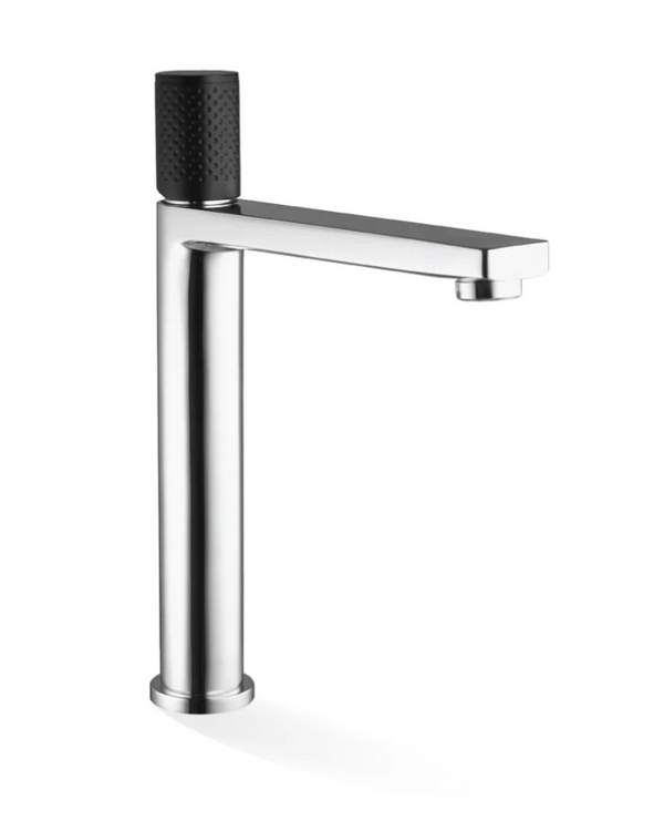 The GABE Hi-Rise Basin Mixer - Chrome with Black handle