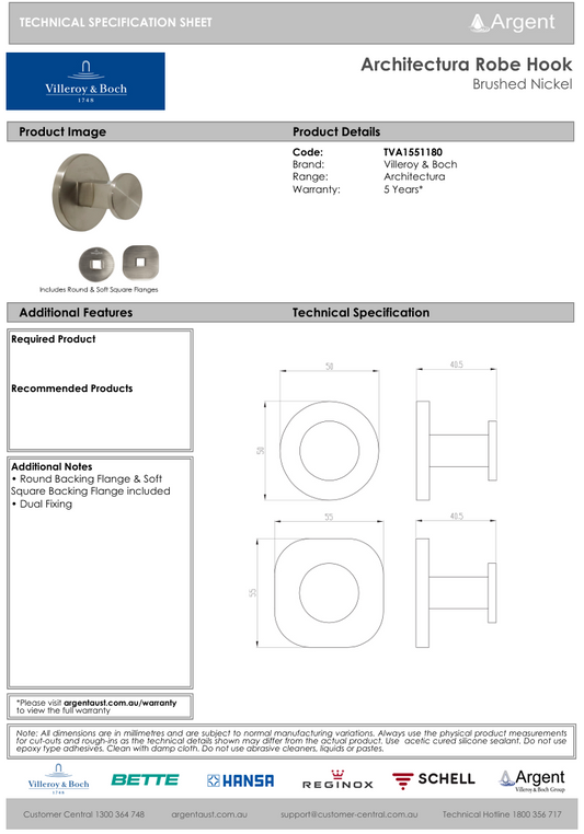 Architectura Robe Hook Brushed Nickel