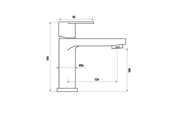 The GABE Leva Basin Mixer - Matte Black with Chrome handle
